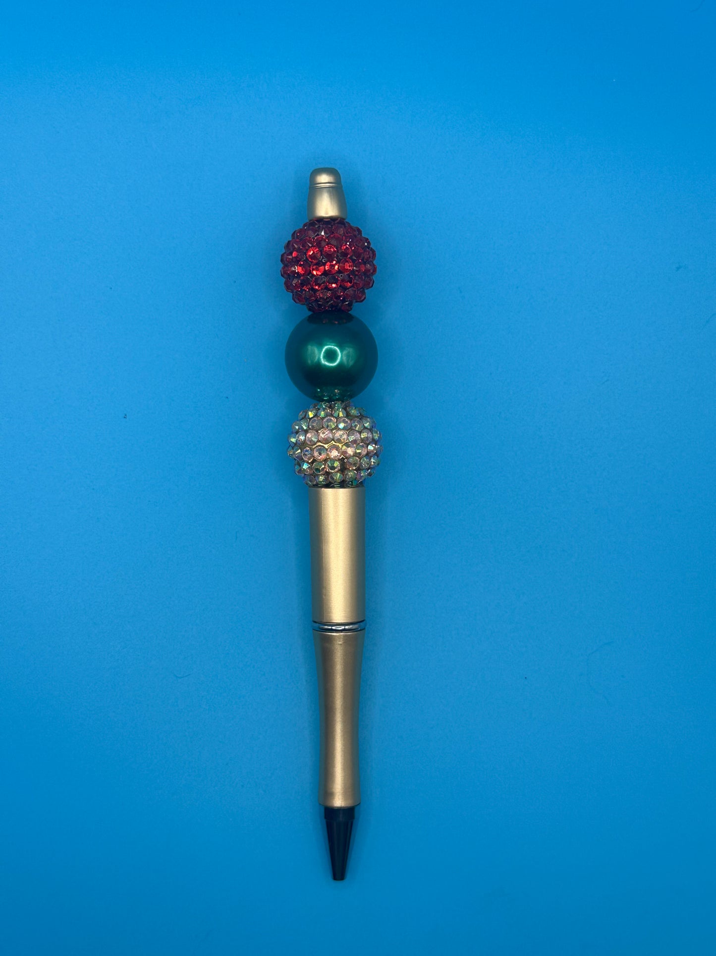 Beaded Ball Point Pen - Gold | Bling | Red