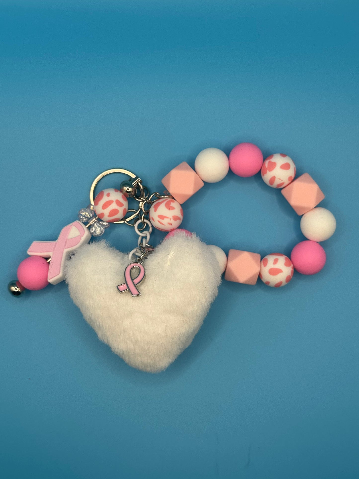 Keychain - Breast Cancer Awareness - Beaded