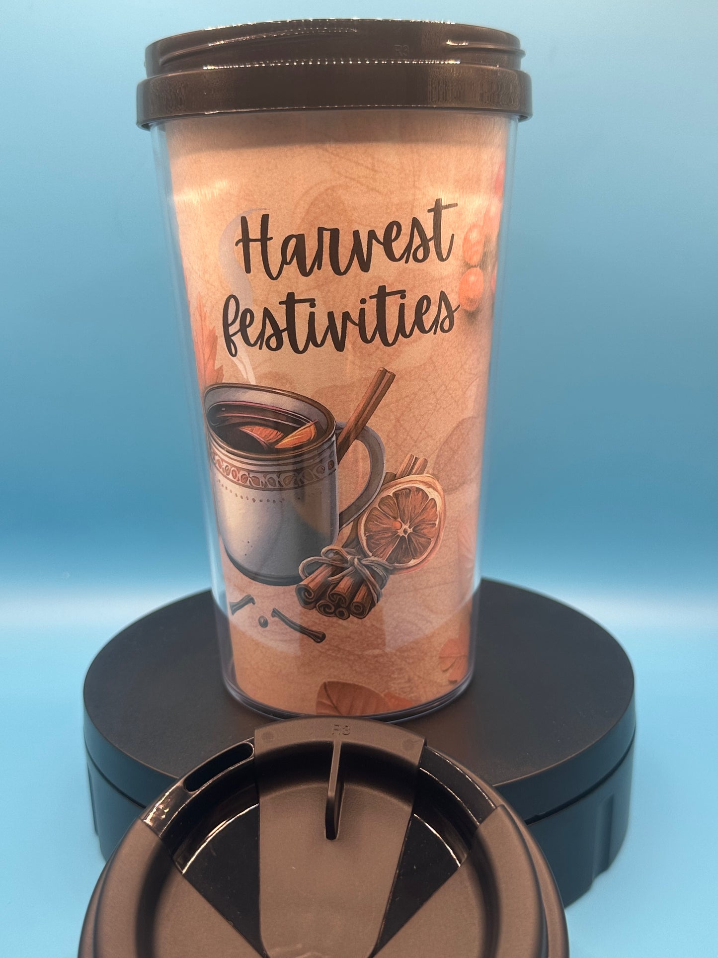 Travel Mug 17 oz - Harvest Festivities - Black Lid