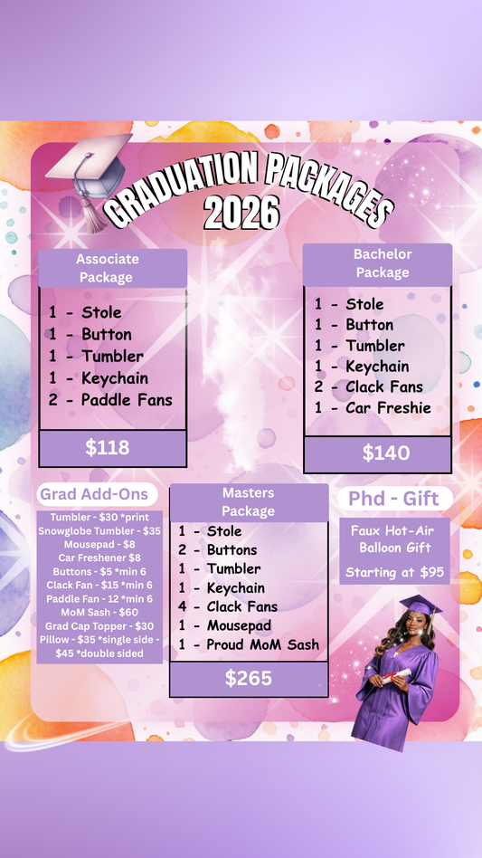 Grad Package Custom Choices Price List
