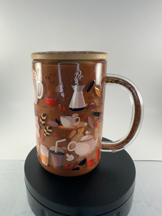 Pre-Made 16oz Coffee Theme Lava Flow Mug - Glass