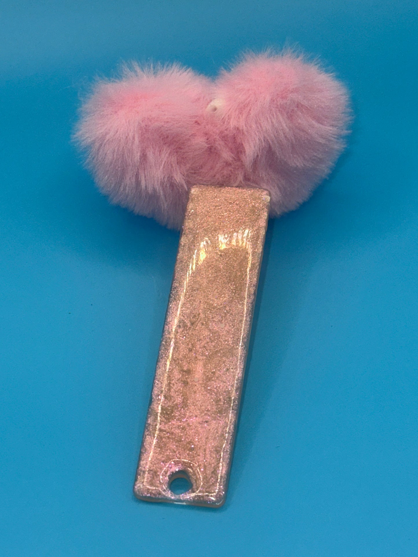Card Grabber Keychain for Long Nails w/Heart Pom