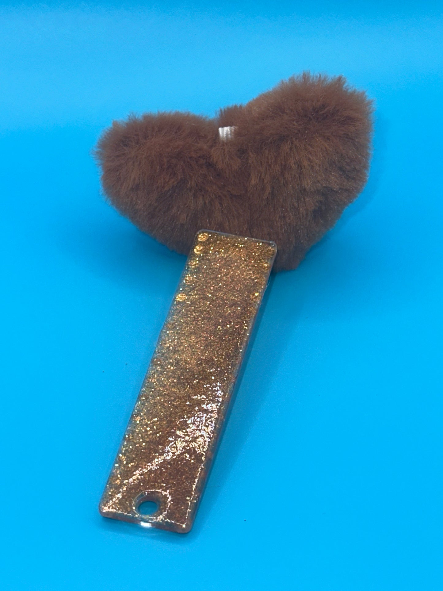 Card Grabber Keychain for Long Nails w/Heart Pom
