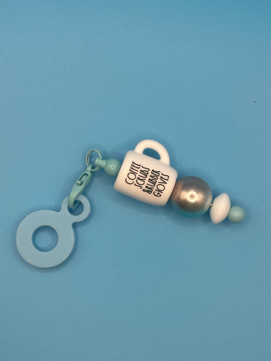 Beaded Straw Charms - Gray/White