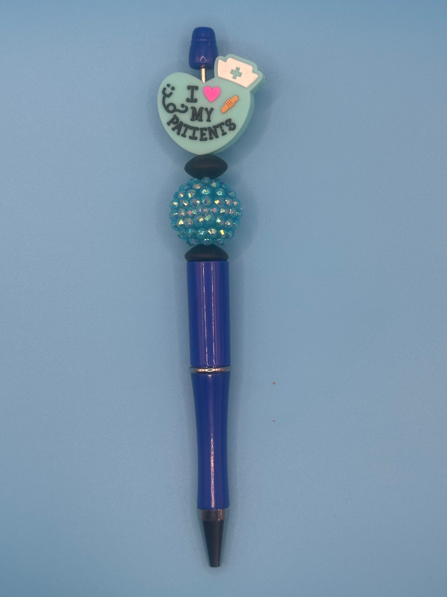 Beaded Writing Pen - Blue w/Medical Theme Bead 2