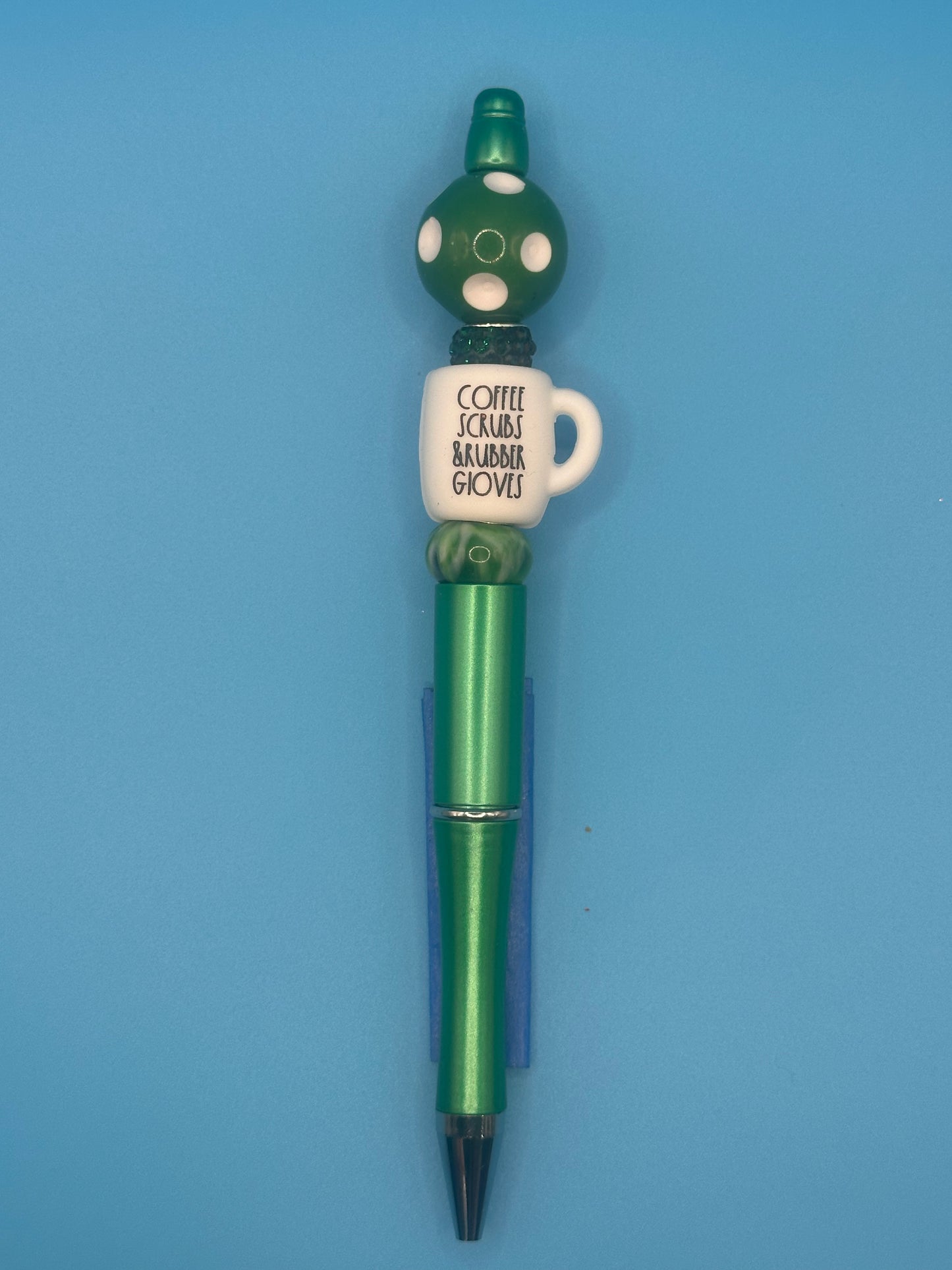 Beaded Writing Pen - Green w/Mug Bead