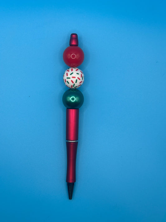 Beaded Ball Point Pen - Red | Green | Confetti