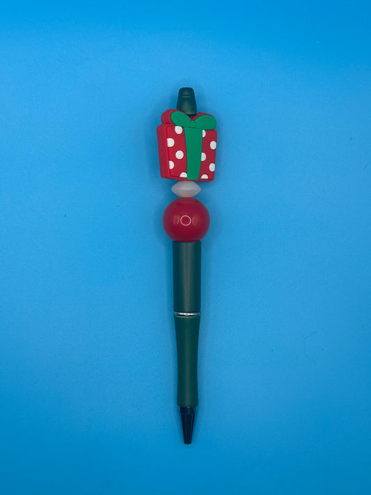 Beaded Ball Point Pen - Green | Red | Focal Bead