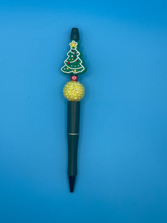 Beaded Ball Point Pen - Green | Yellow | Focal Bead