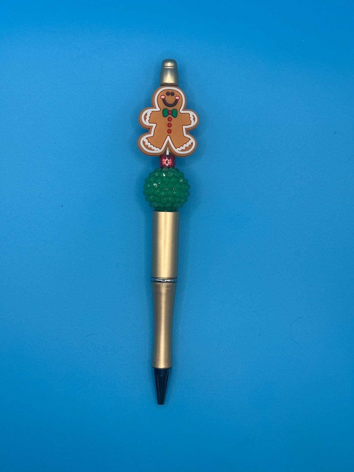 Beaded Ball Point Pen - Gold | Green | Focal Bead