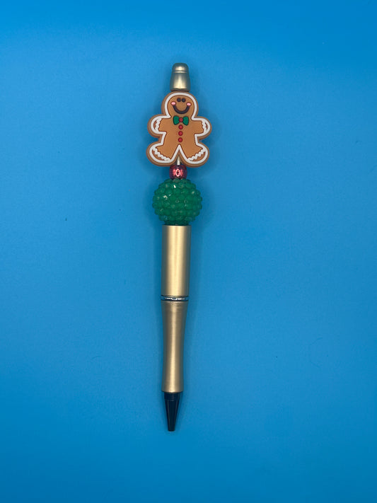 Beaded Ball Point Pen - Gold | Green | Focal Bead