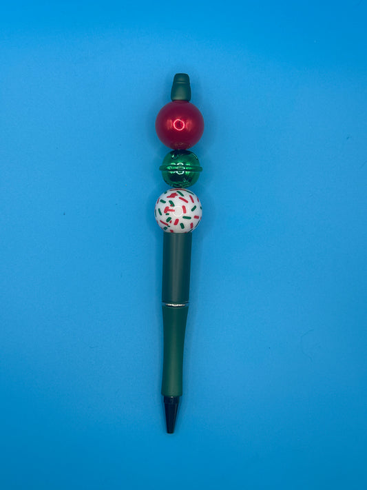 Beaded Ball Point Pen - Green | Confetti | Red