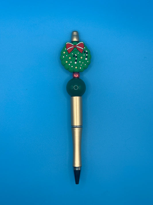 Beaded Ball Point Pen - Gold | Green | Focal Bead