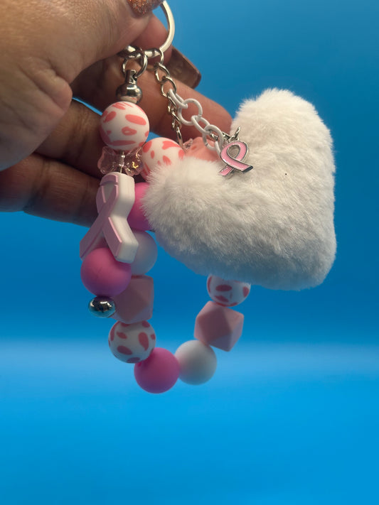 Keychain - Breast Cancer Awareness - Beaded