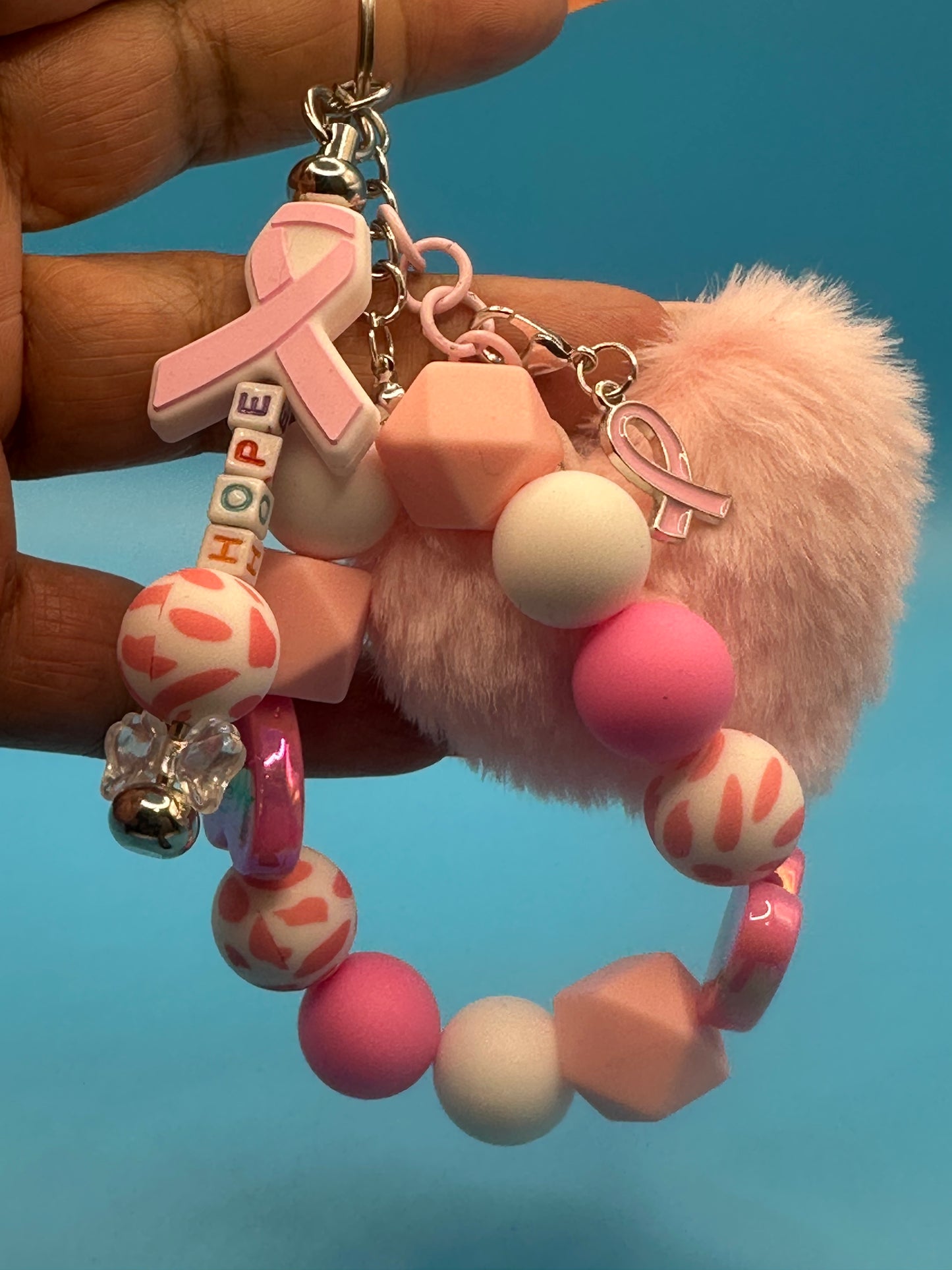 Keychain - Breast Cancer Awareness - Beaded