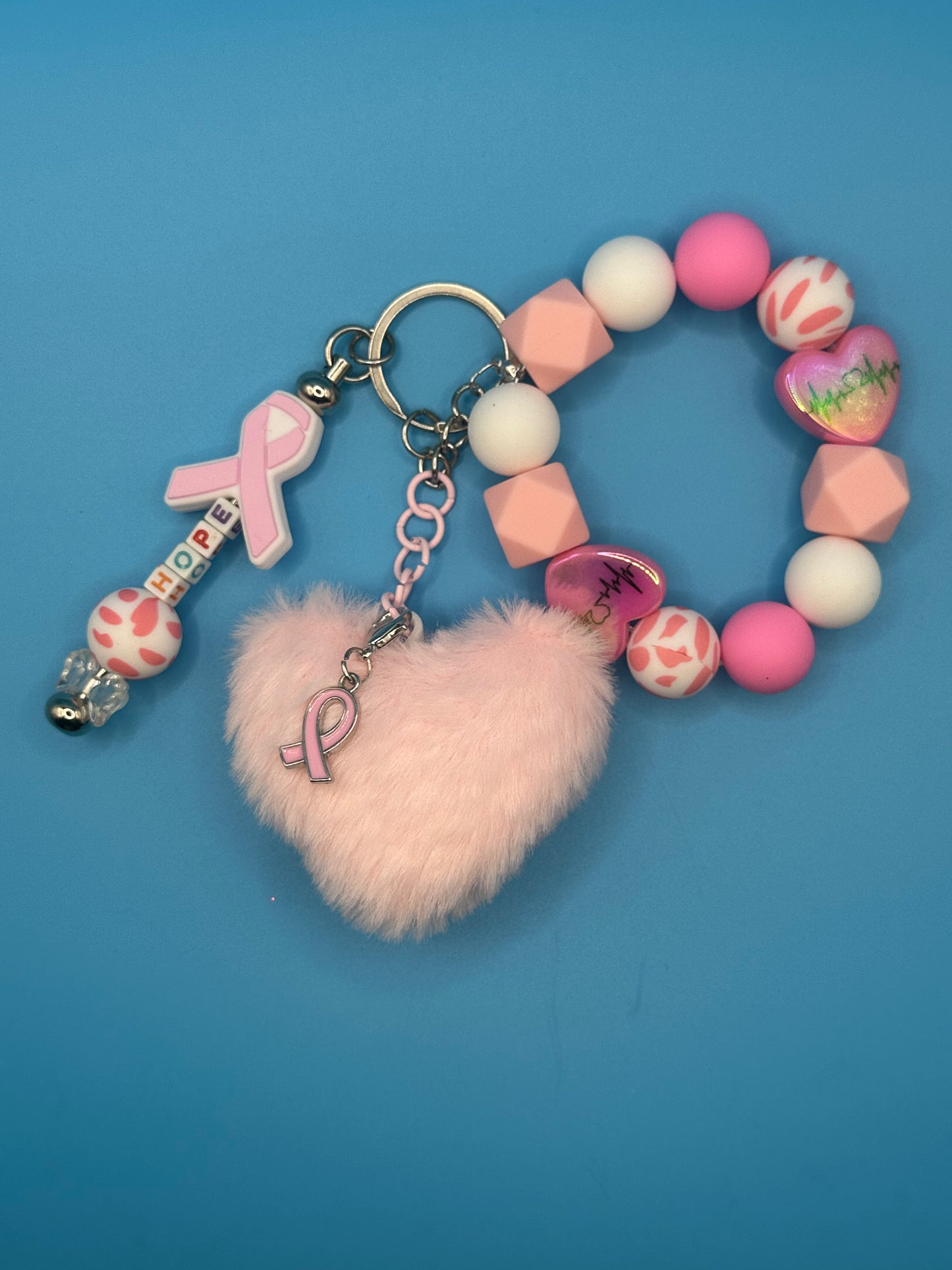 Keychain - Breast Cancer Awareness - Beaded