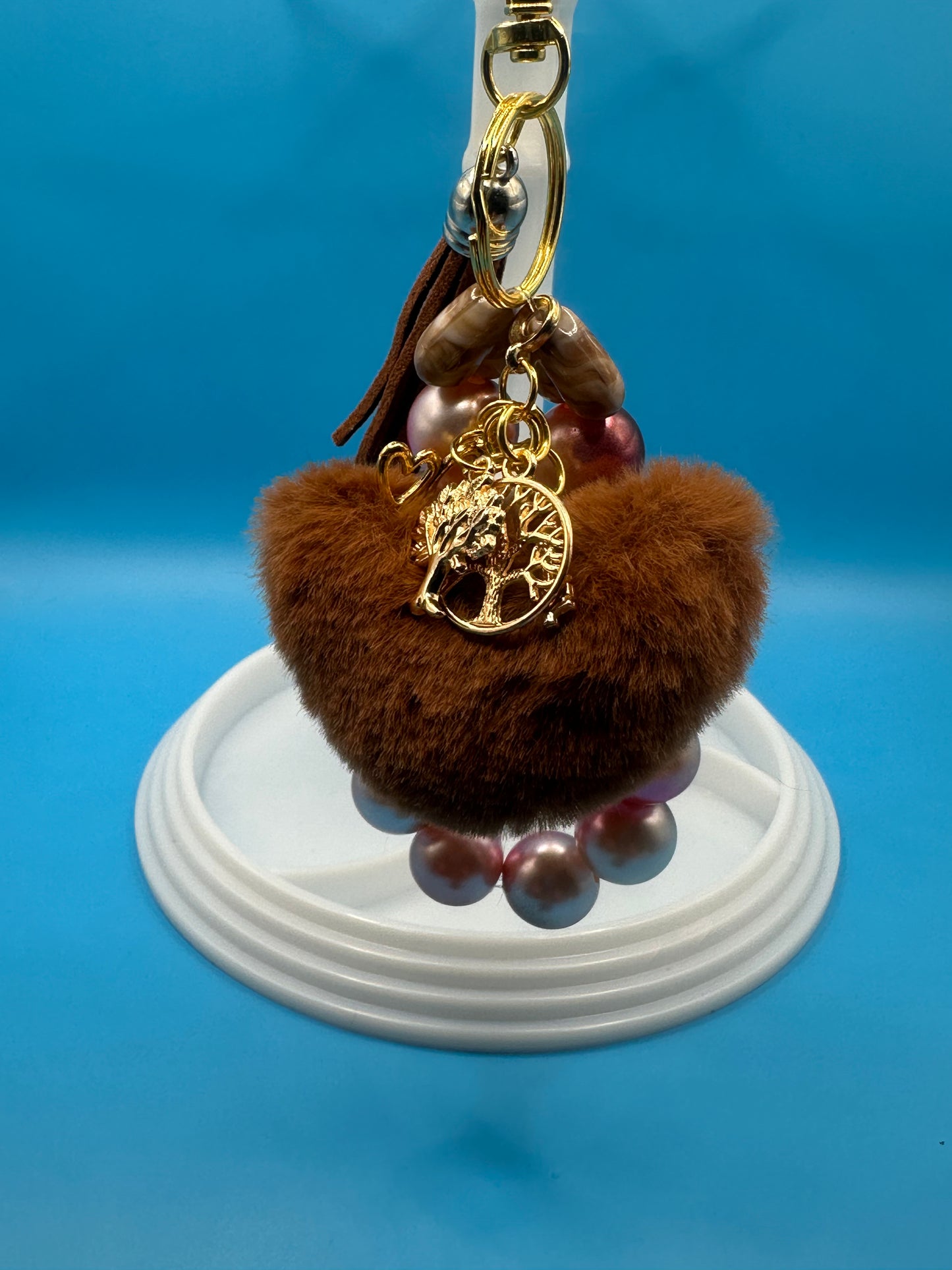 Keychain - Charmed Beaded Wristlet - Brown