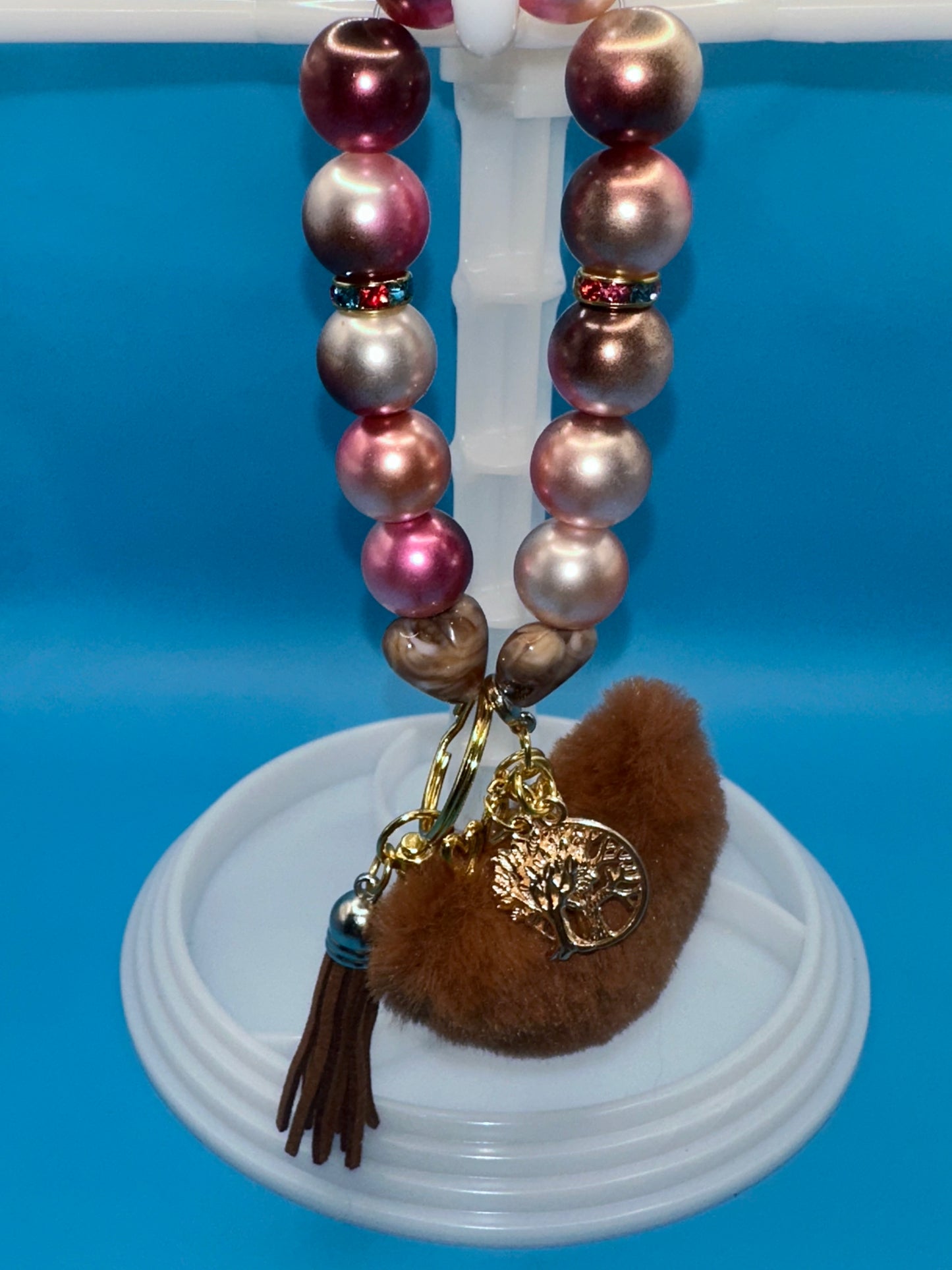 Keychain - Charmed Beaded Wristlet - Brown