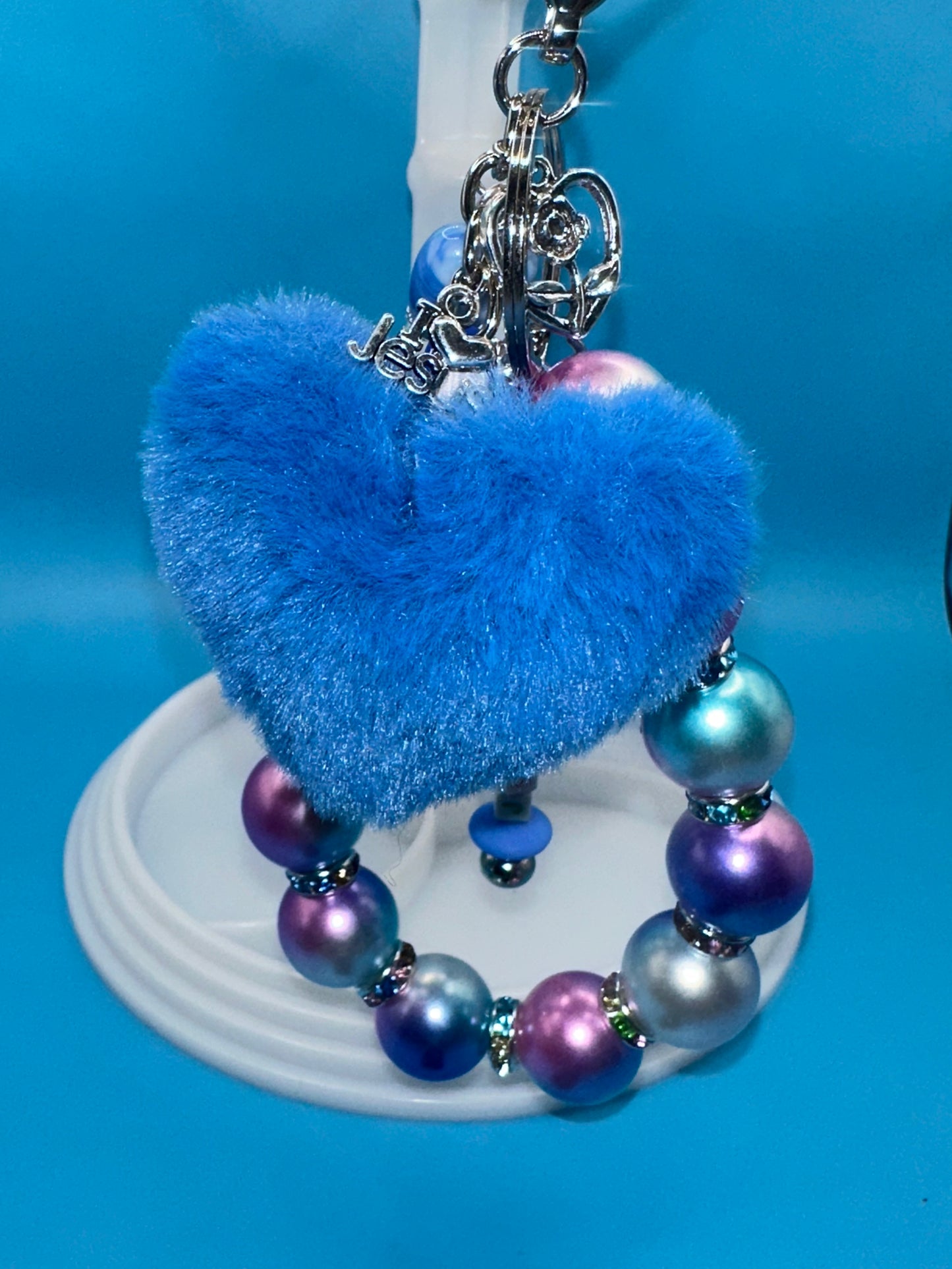 Keychain - Charmed Beaded Wristlet - Faith Based - Blue