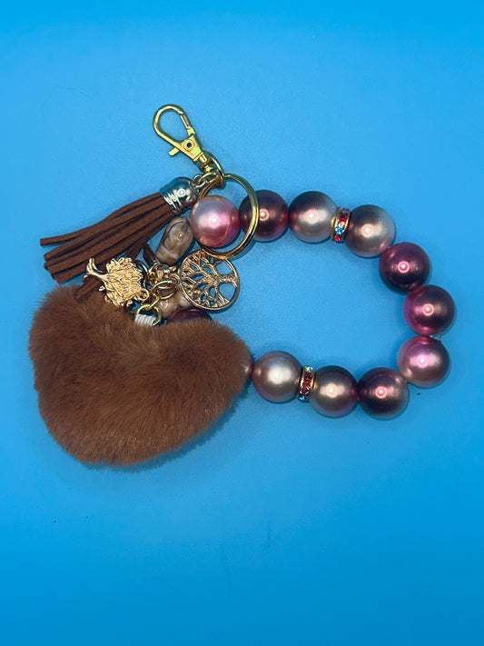 Keychain - Charmed Beaded Wristlet - Brown