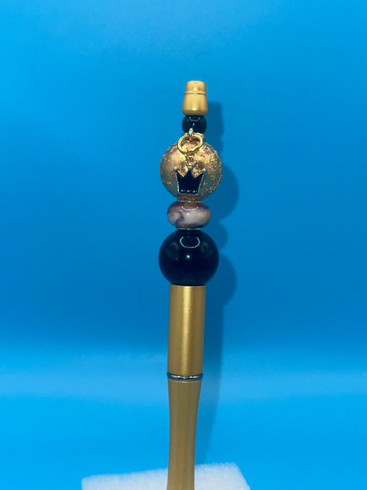 Harvest Beaded Ball Point Pen - Charm | Gold | Black