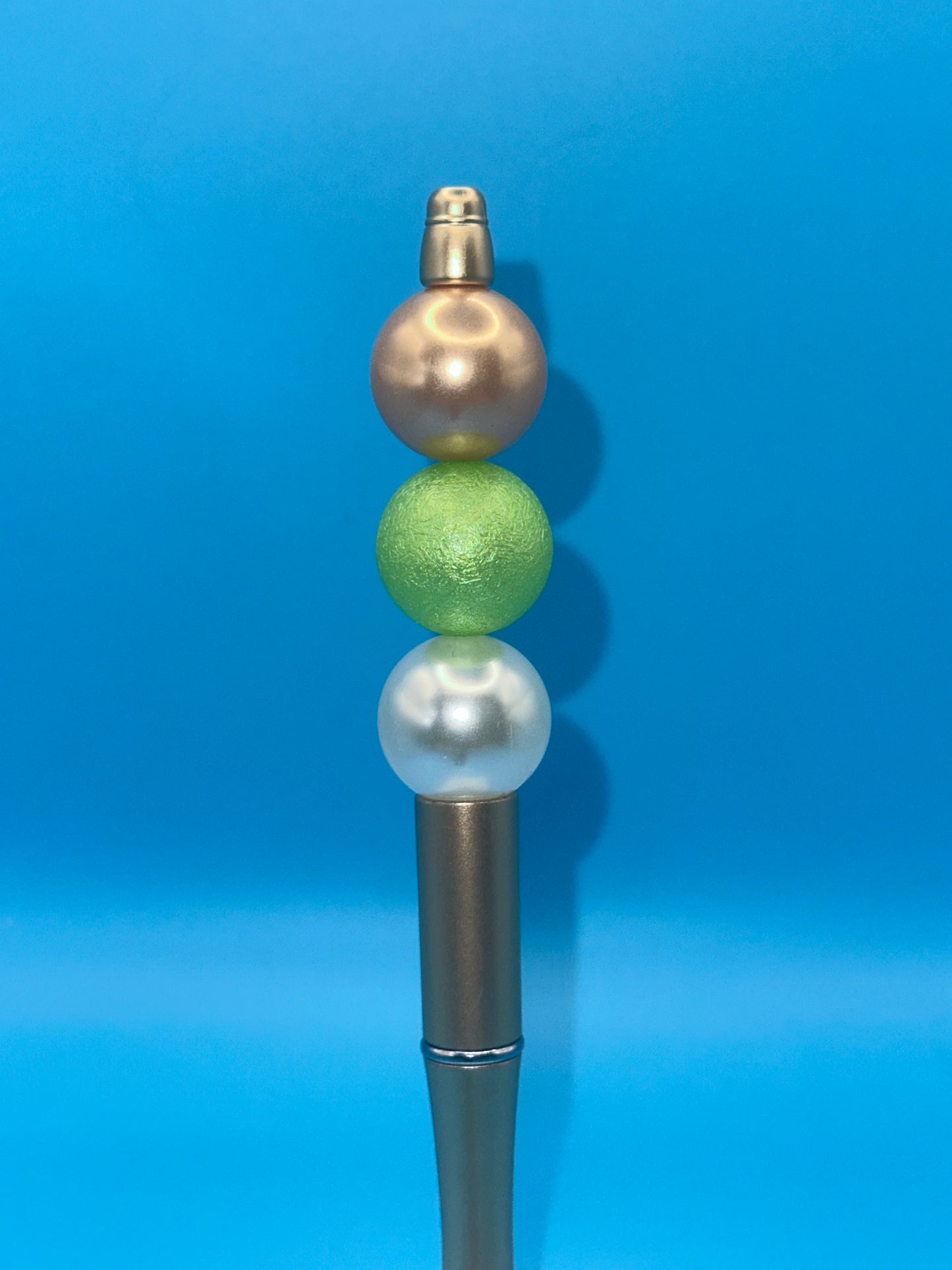 Harvest Beaded Ball Point Pen - Gold | Lime Green | White