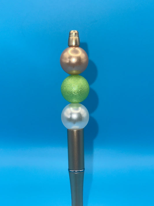 Harvest Beaded Ball Point Pen - Gold | Lime Green | White