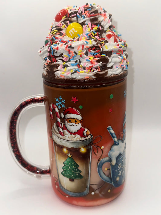 SALE! Pre-Made 16oz Christmas Theme Color-Fill Mug - Glass