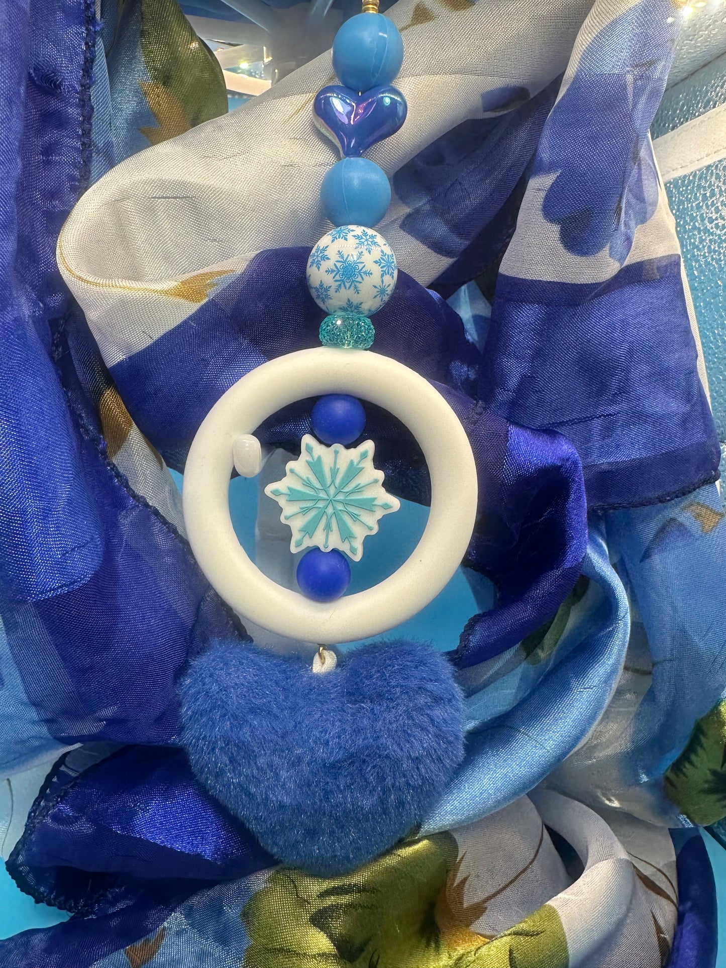 Purse Charm - Keychain - Blue | White Circle