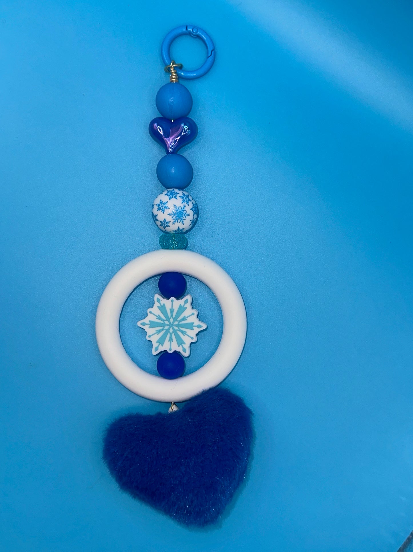 Purse Charm - Keychain - Blue | White Circle