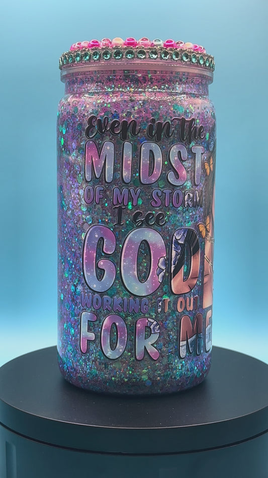Pre-Made Sea Blue Faith Based Theme 16oz Snow Globe - Acrylic