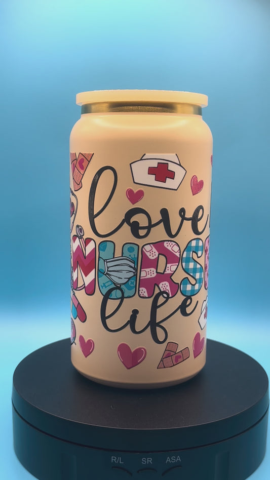 Pre-Made 16oz Nurse Theme Insulated Tumbler - Light Yellow