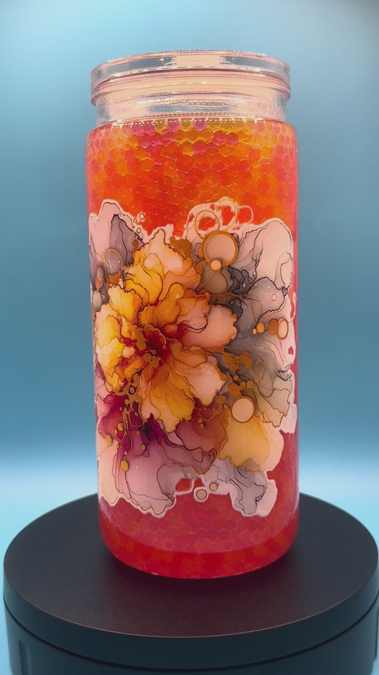 Pre-Made 20oz Flower Burst Acrylic Tumbler - Orange