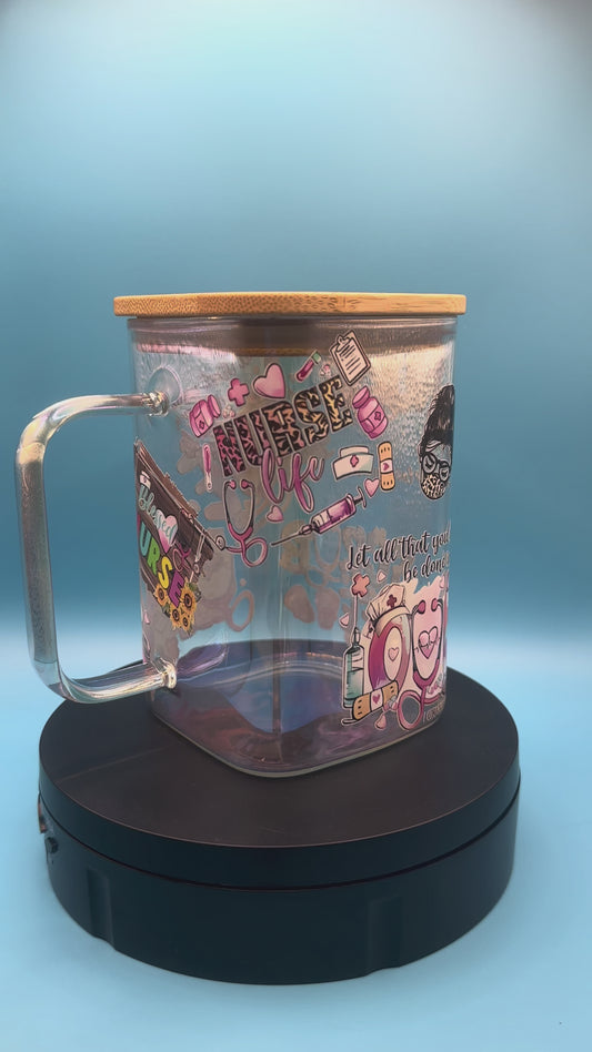 Nurse Themed Pre-Made 16oz Square Mug* - Glass