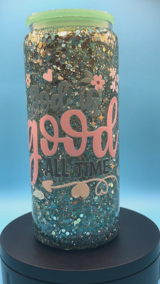 Pre-Made 20oz Faith Based Glass Tumbler - Green