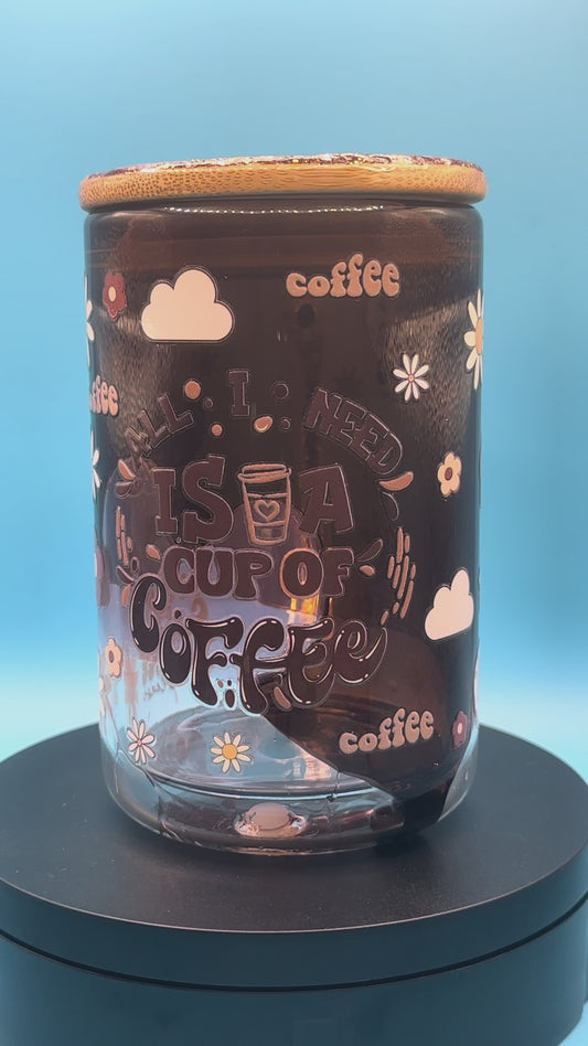 Pre-Made 16oz Coffee Theme Lava Drip Mug - Glass